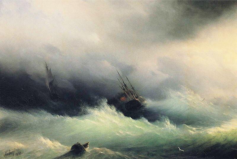 Ivan Aivazovsky Ships in a Storm Sweden oil painting art